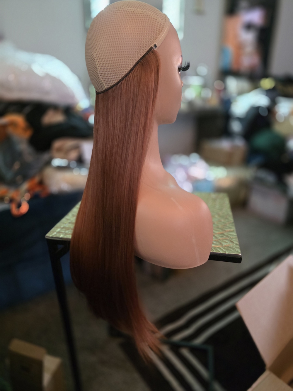 Natural Straight Chestnut Brown Invisible Wire Hair Extension Headband  (A4)